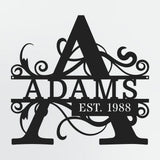 Split Letter Monogram With Optional Established Date Personalized Illuminated Metal Sign With Family Name