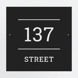 Square Address Plaque With Custom House Number Street Name Personalized Solid-Framed Illuminated Metal Sign
