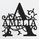 Split Letter Monogram Personalized First Name or Family Name Illuminated Metal Sign