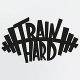 Train Hard Motivational Sign for Gym Metal Lighted Wall Art With Bending Barbell